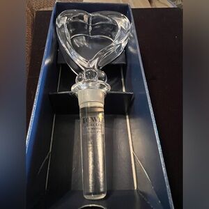 Towle Full Lead Clear Austrian Crystal Open Heart Shape Wine Bottle Stopper